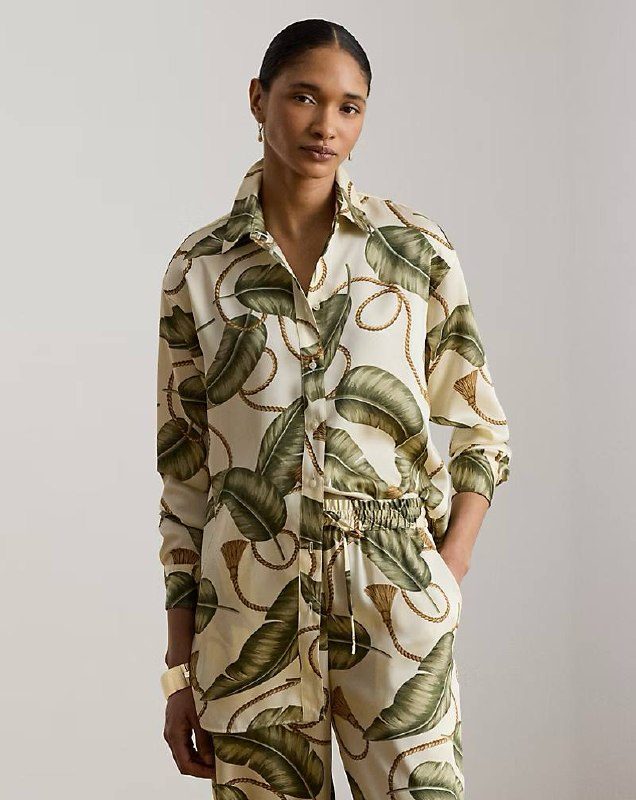 PRL Fem- Relaxed Fit Rope-Print Twill Shirt