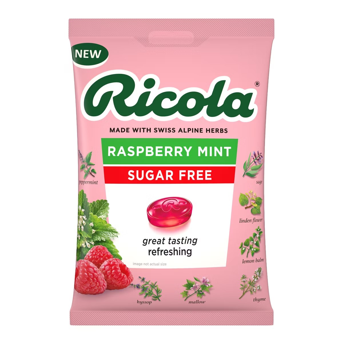Target - Ricola Throat Drops - Raspberry Mint - 45ct: Menthol, Dye-Free, Gluten-Free, No Artificial Sweeteners