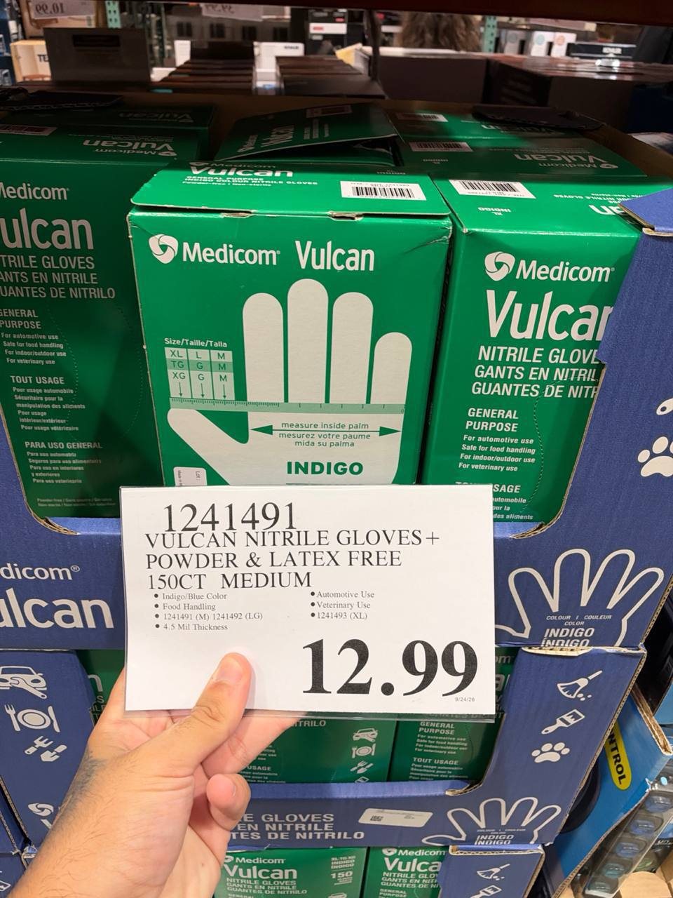 Costco- Vulcan Nitrile Gloves + Powder & Latex Free 150CT Medium