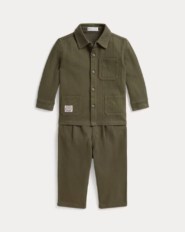 PRL Boy- Knit Cotton Herringbone Jacket & Pant