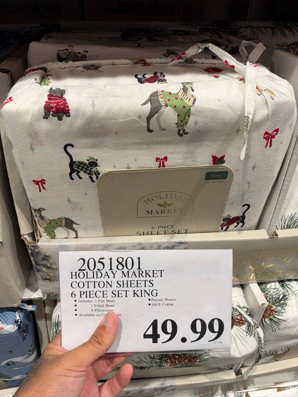 Costco- Holiday Market Cotton Sheets 6-Piece King