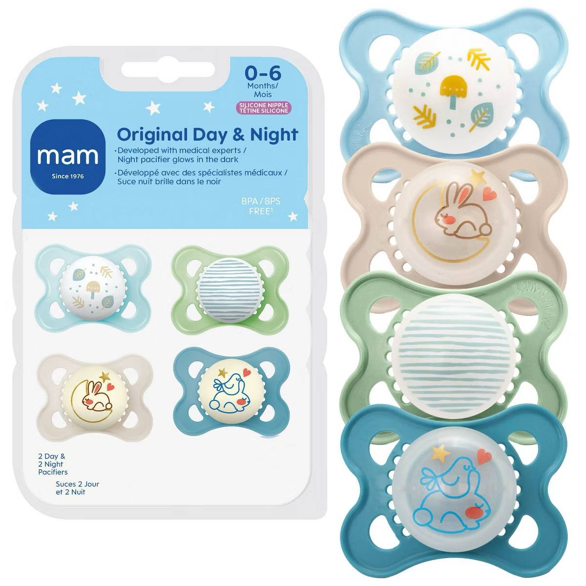 Target- MAM Original Pacifiers 0-6m - Boy - 4pk: Silicone, BPA-Free