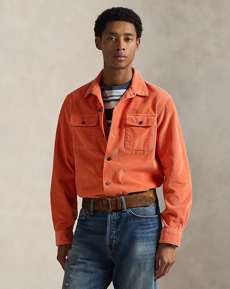 PRL Masc- Classic Fit Corduroy Camp Shirt