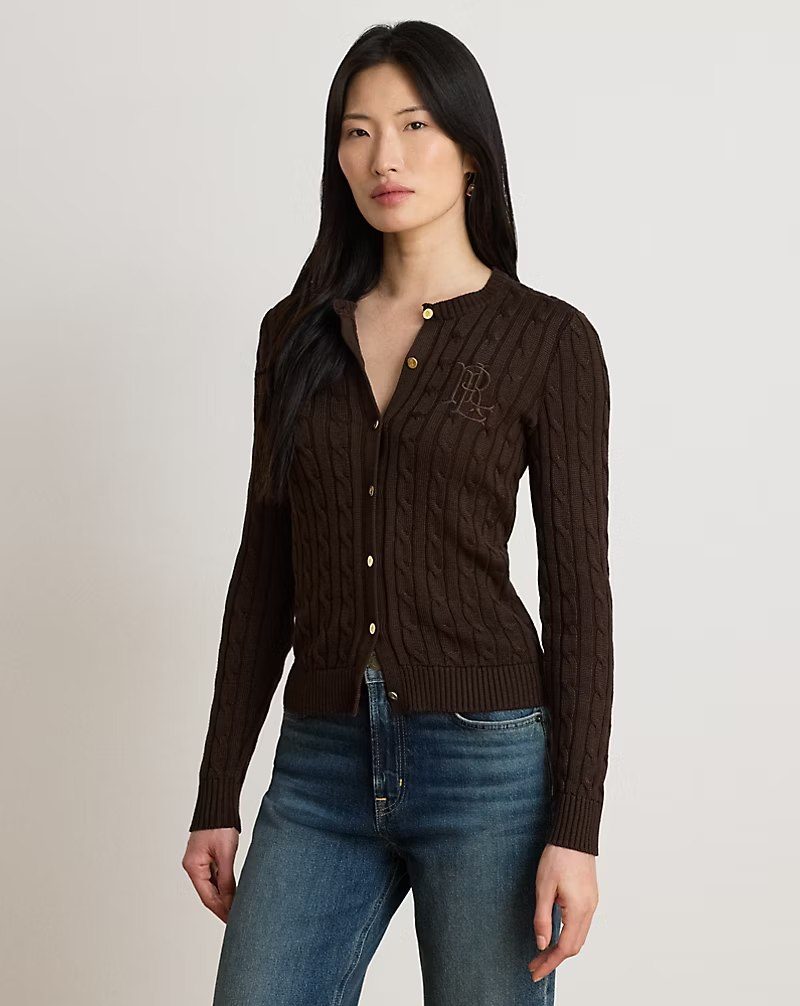PRL Fem- Cable-Knit Cotton-Blend Cardigan