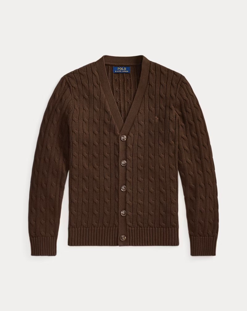 PRL Boy - Cable-Knit Cotton V-Neck Cardigan