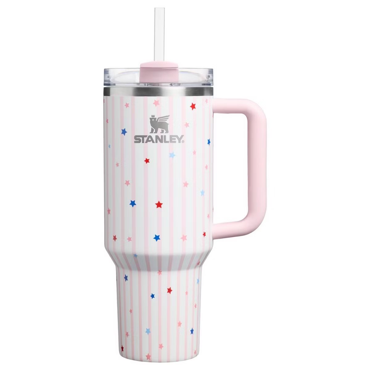 Target - Stanley 40 oz Stainless Steel H2.0 FlowState Quencher Tumbler Pink Starry Stripes