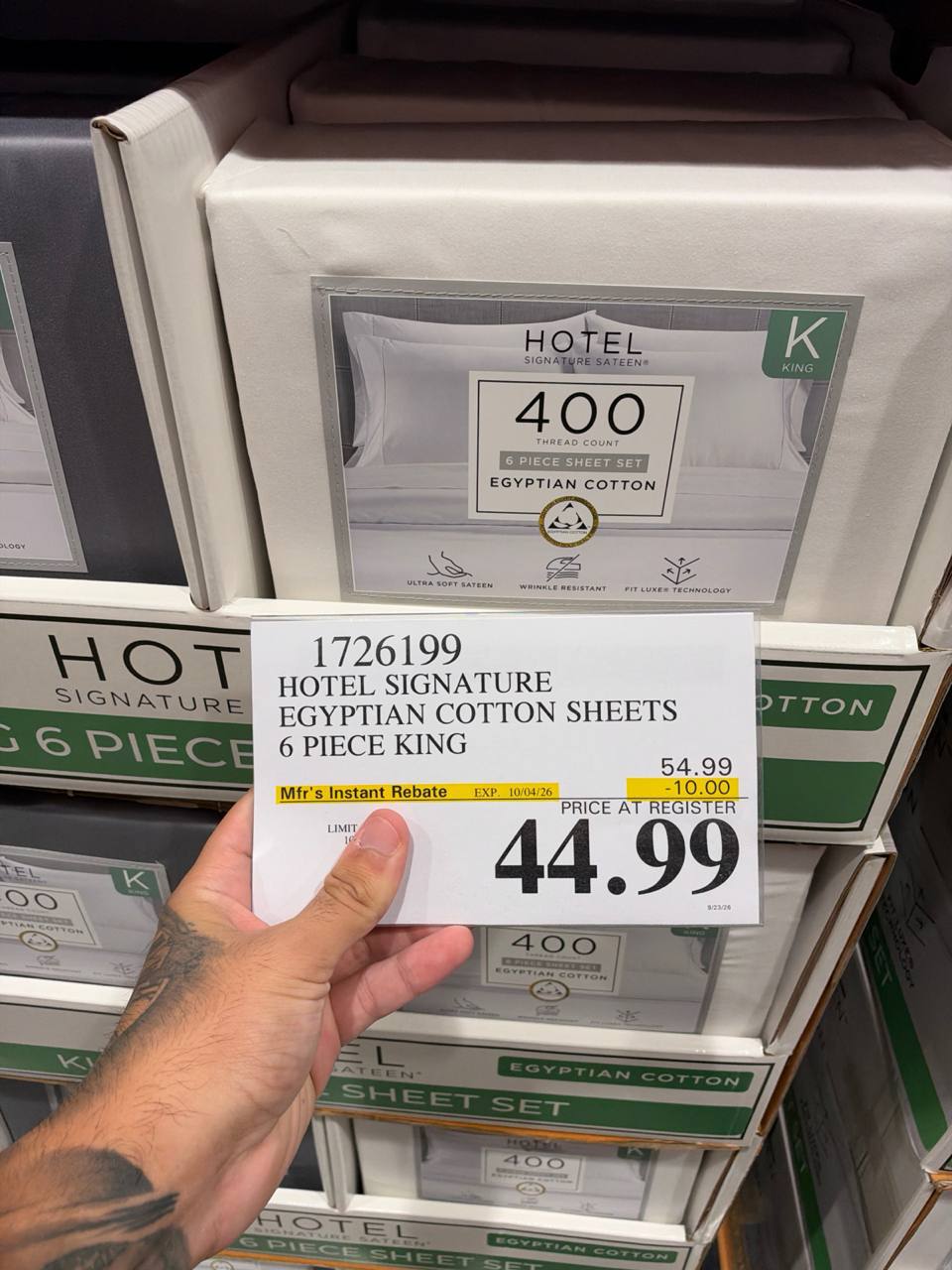 Costco- Hotel Signature Egyptian Cotton 6-Piece King Sheet Set