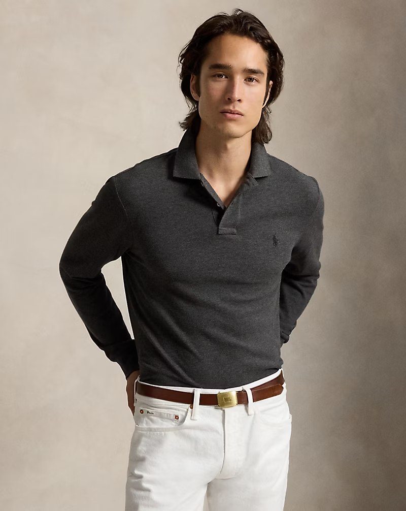 PRL Masc - Mesh Long-Sleeve Polo Shirt – All Fits