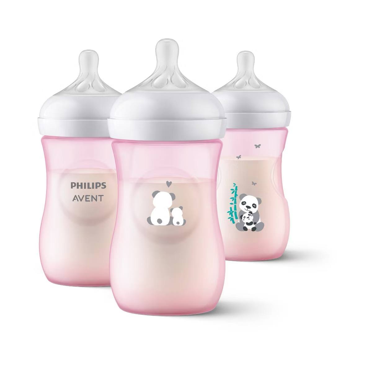 Target- Philips Avent Natural Baby Bottles with Response Nipples - Pink Panda Design - 9oz/3pk: BPA-Free, Silicone Nipple