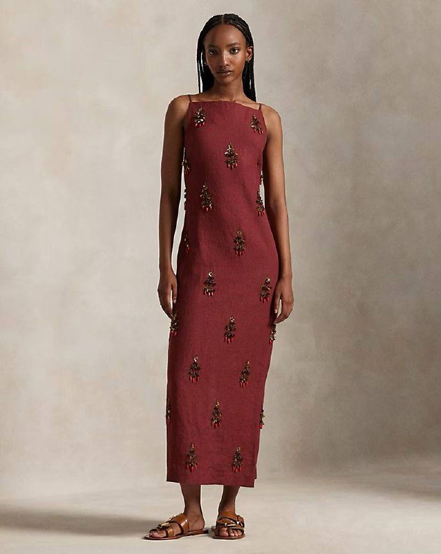 PRL Fem- Beaded Linen Dress