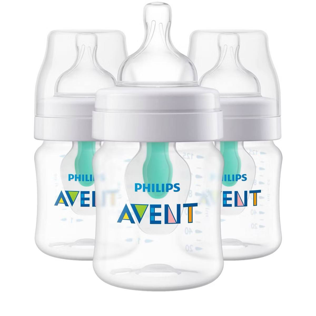 Target- Philips Avent Anti-Colic Baby Bottles with AirFree Vent - Clear - 4oz/3pk: Nipple Level 1, BPA-Free, Slow Flow