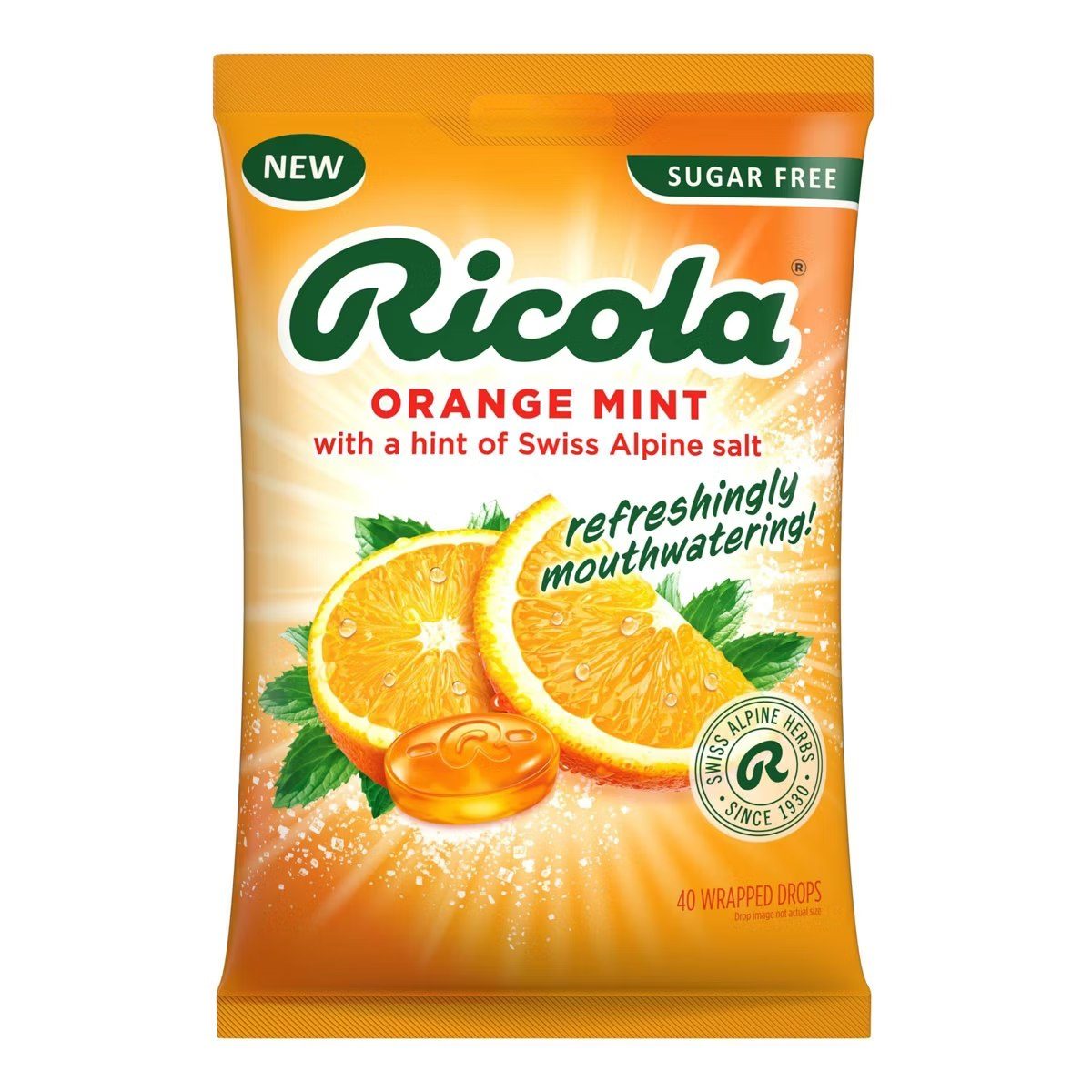 Target - Ricola Sugar Free Orange Mint Mouthwatering Drops to Quench Dry Mouth - 40ct