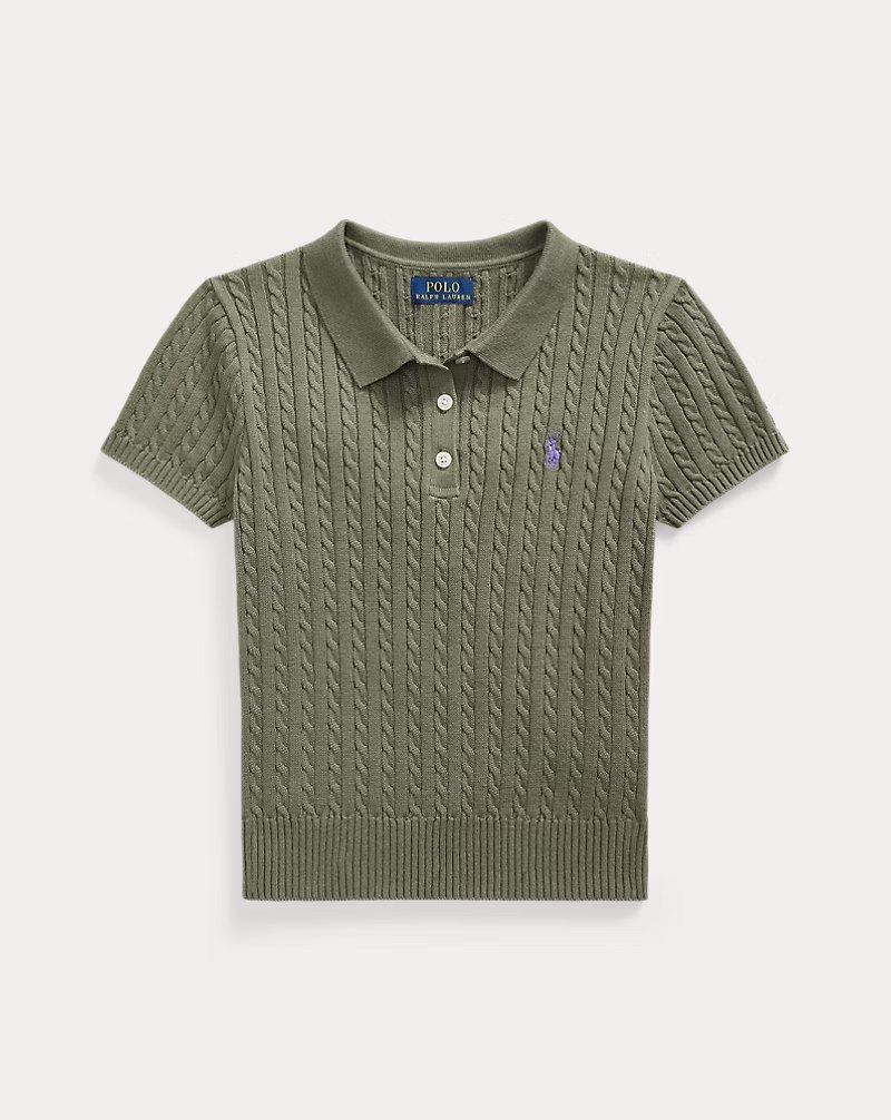 PRL Girl - Mini-Cable Cotton Polo Sweater