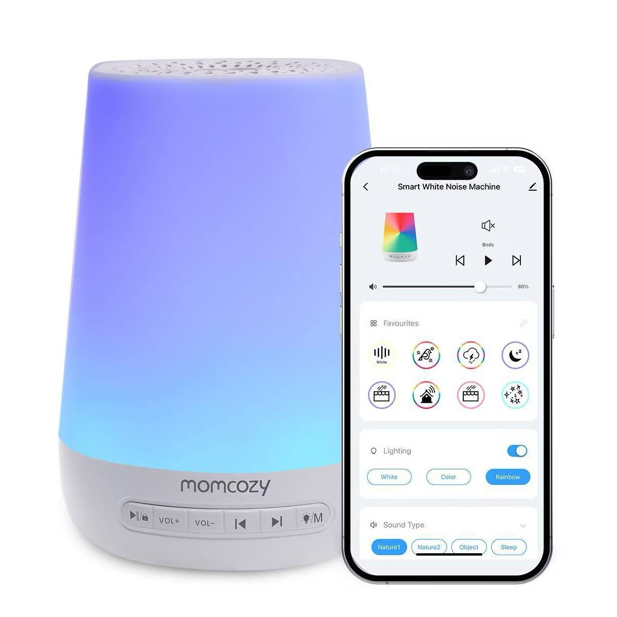 Target- Momcozy Noise Machine for Baby Sleeping with Night Light - White: Electric, Nature & White Noise, Sound Therapy