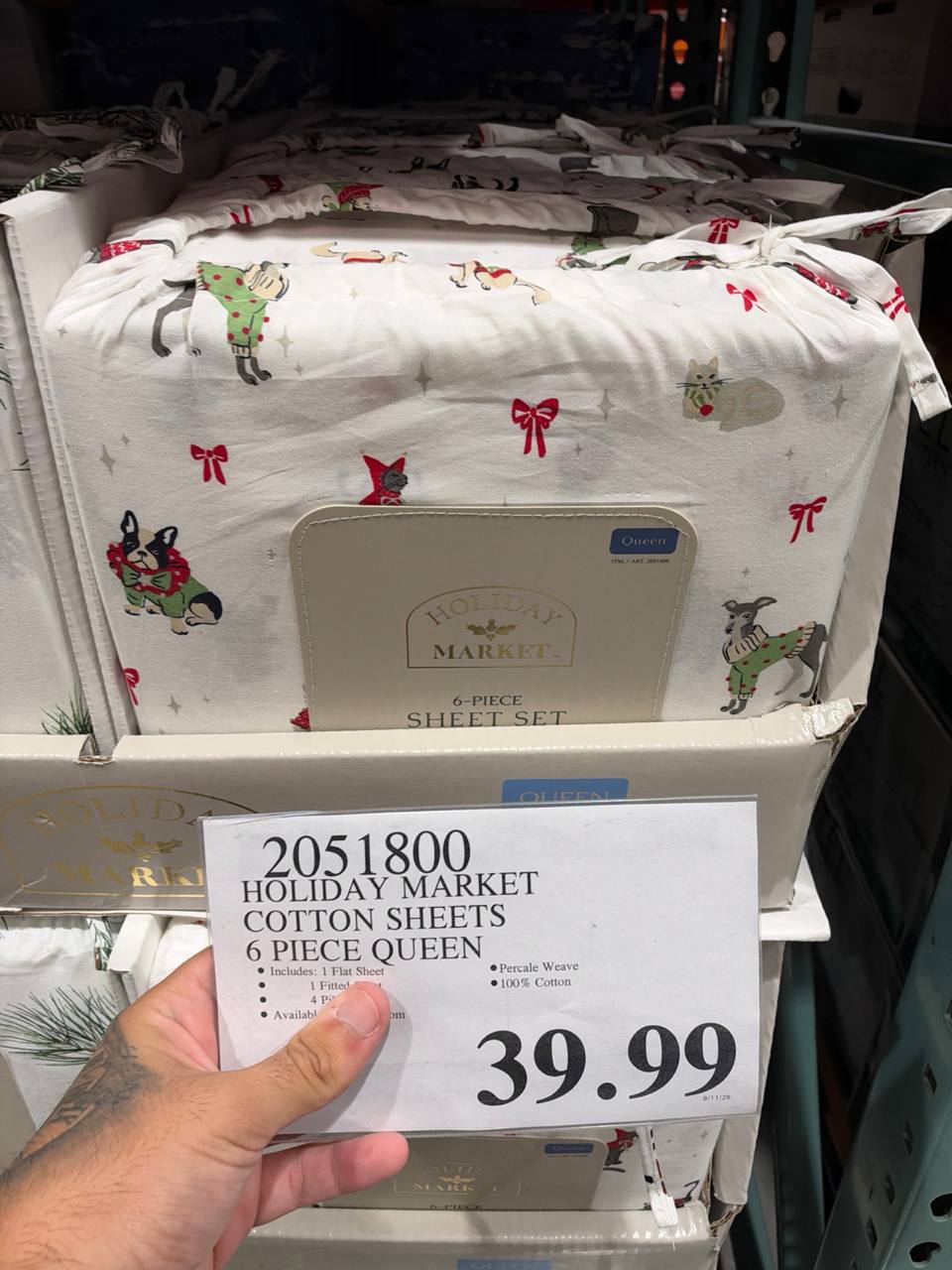 Costco- Holiday Market Cotton Sheets 6-Piece Queen