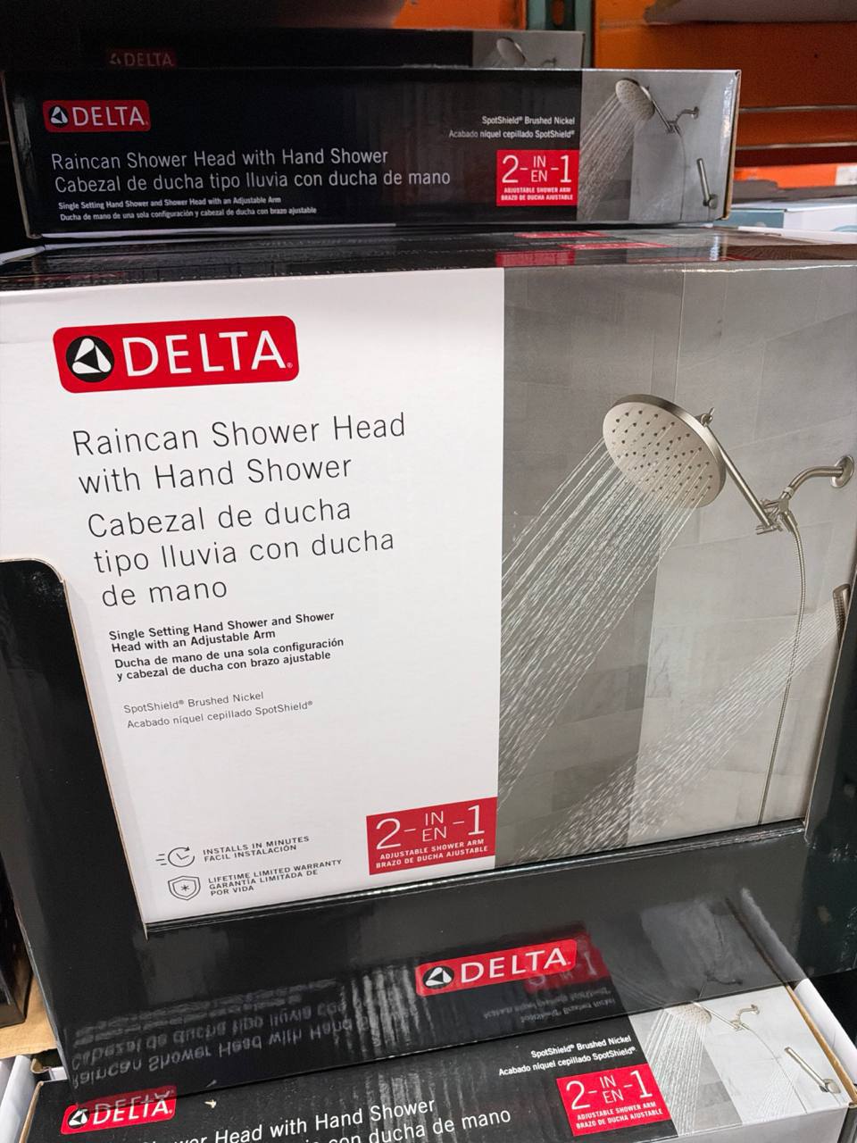 Costco- Delta Raincan Shower Head With Hand Shower