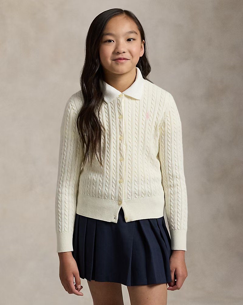 PRL Girl - Mini-Cable Cotton Cardigan