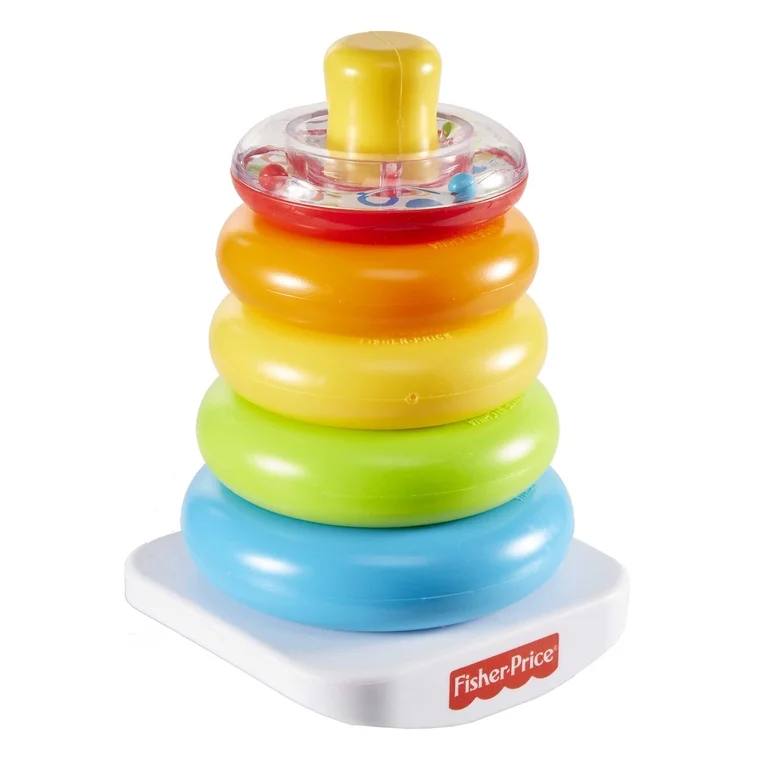 Walmart-  Fisher-Price Baby Stacking Toy Rock-a-Stack, Roly-Poly Base with 5 Colorful Rings for Ages 6+ Months