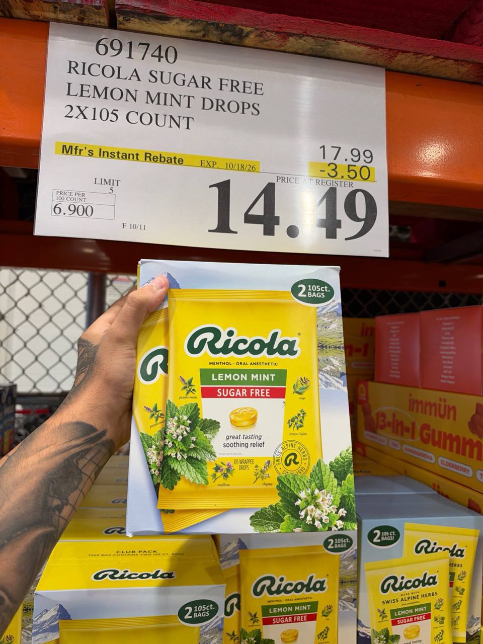 Costco- Ricola Sugar Free Lemon Mint Drops