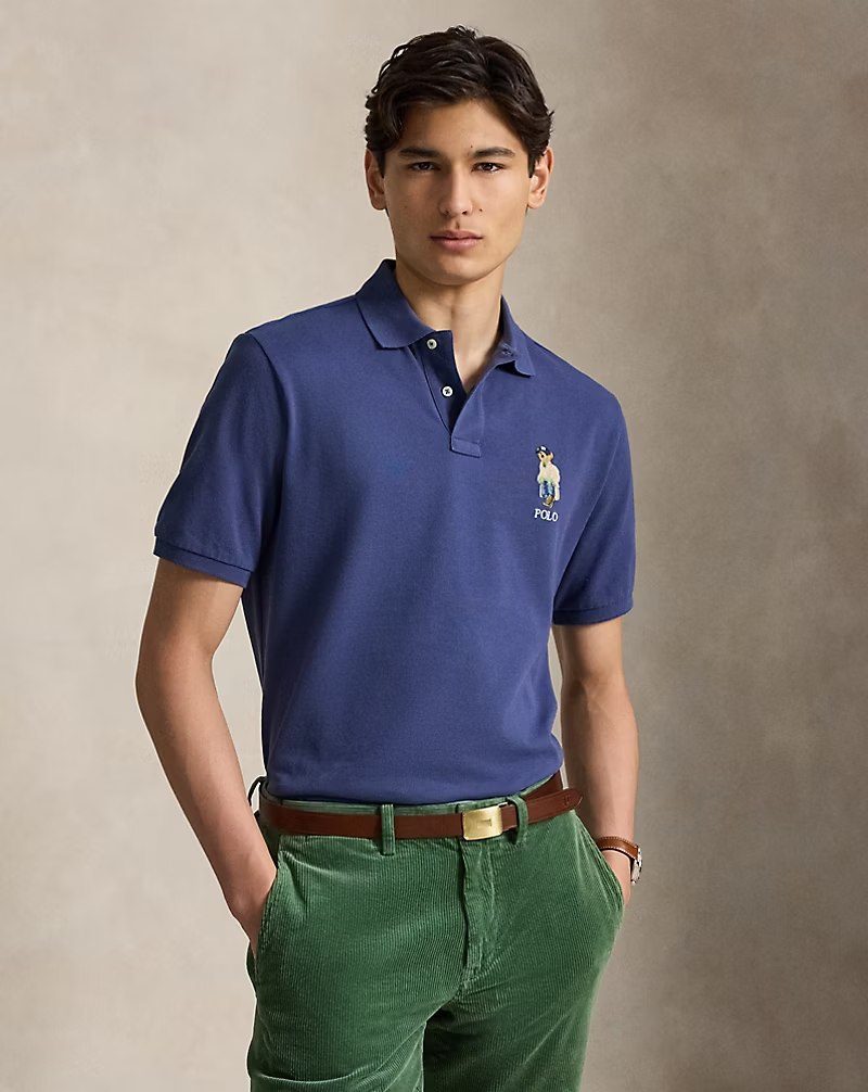 PRL Masc - Classic Fit Polo Bear Mesh Polo Shirt