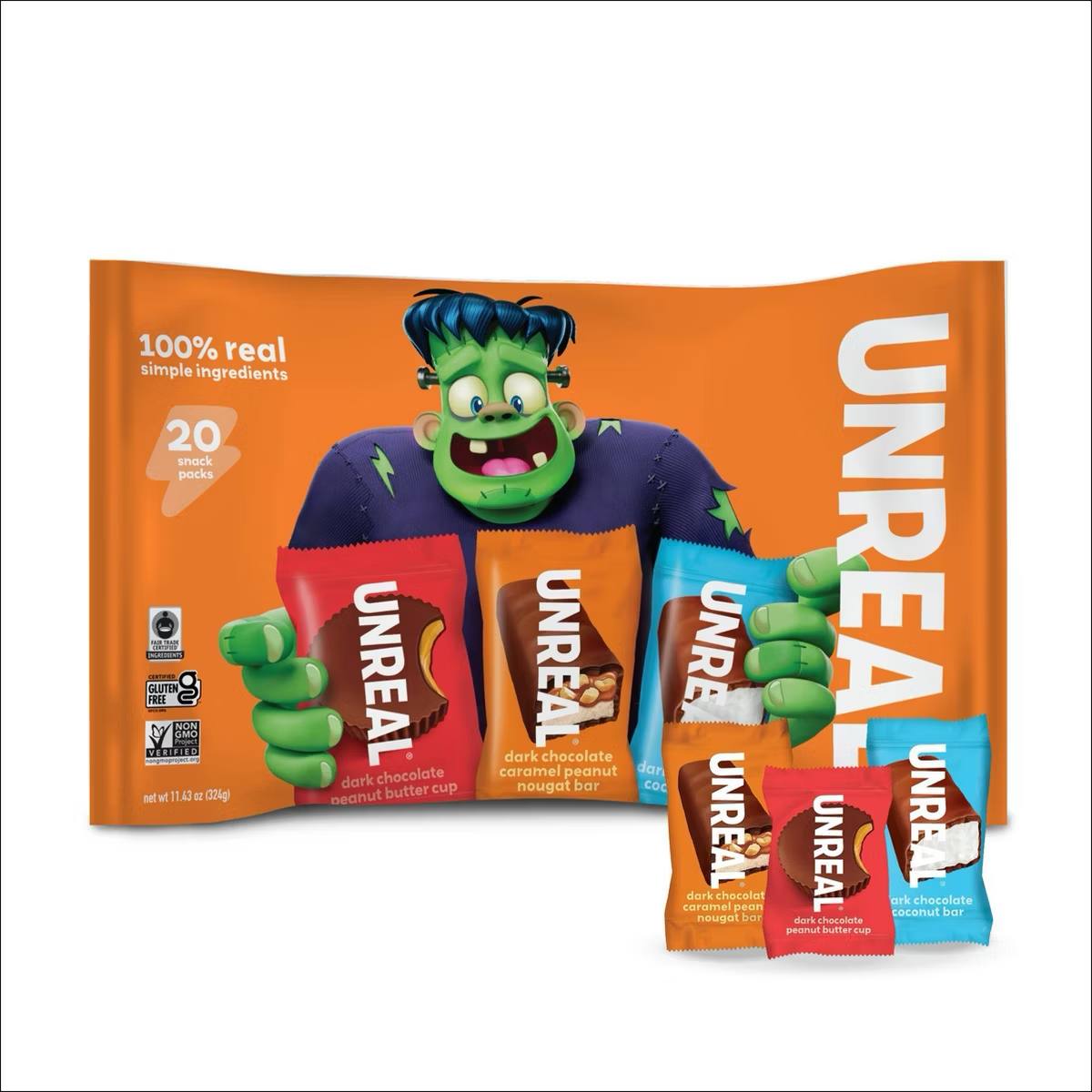 Target - UNREAL Chocolate Coconut & Nougat Halloween Candy Bars Variety Bag - 11.43oz/20ct