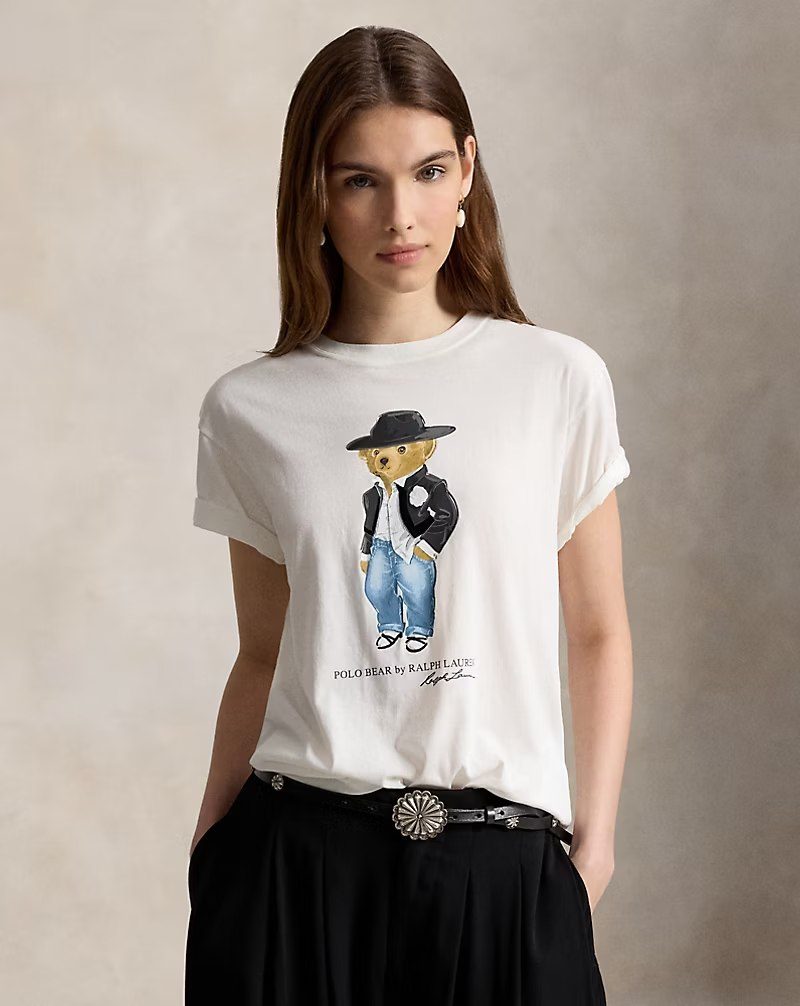 PRL Fem- Holiday Polo Bear Cotton Jersey Tee