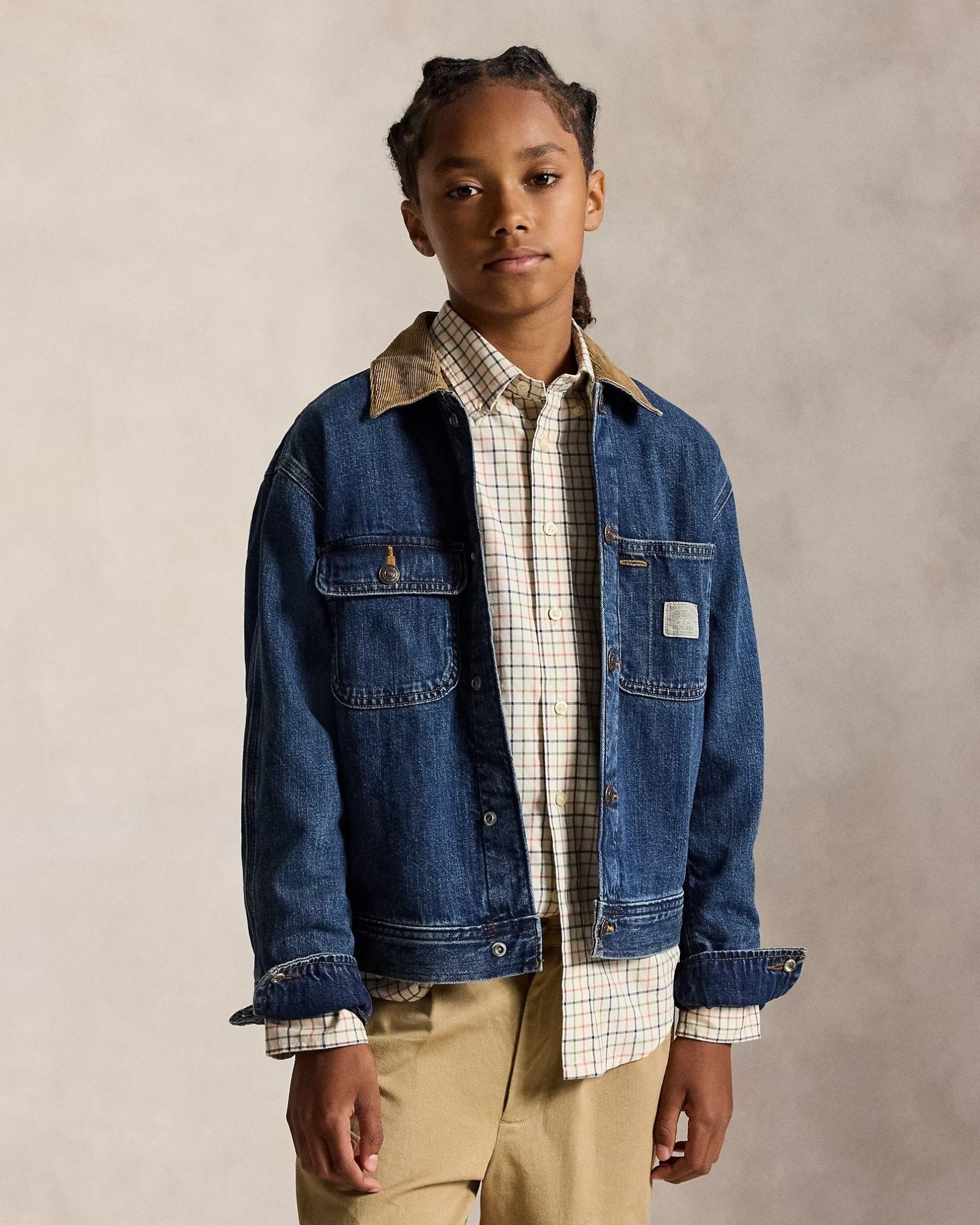 PRL Boy - Corduroy-Collar Denim Jacket