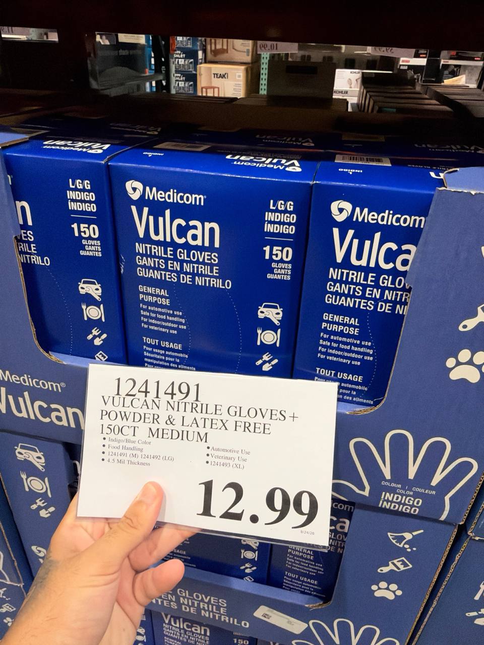 Costco- Vulcan Nitrile Gloves + Powder & Latex Free 150CT Medium