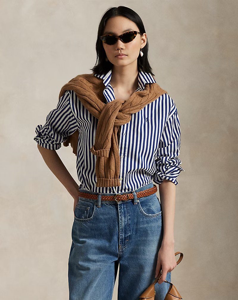 PRL Fem- Relaxed Fit Striped Cotton Shirt