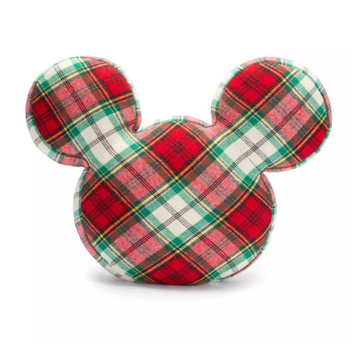 Disney - Mickey Mouse Icon Holiday Plaid Throw Pillow