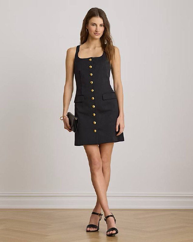 PRL Fem- Button-Trim Faille Cocktail Dress