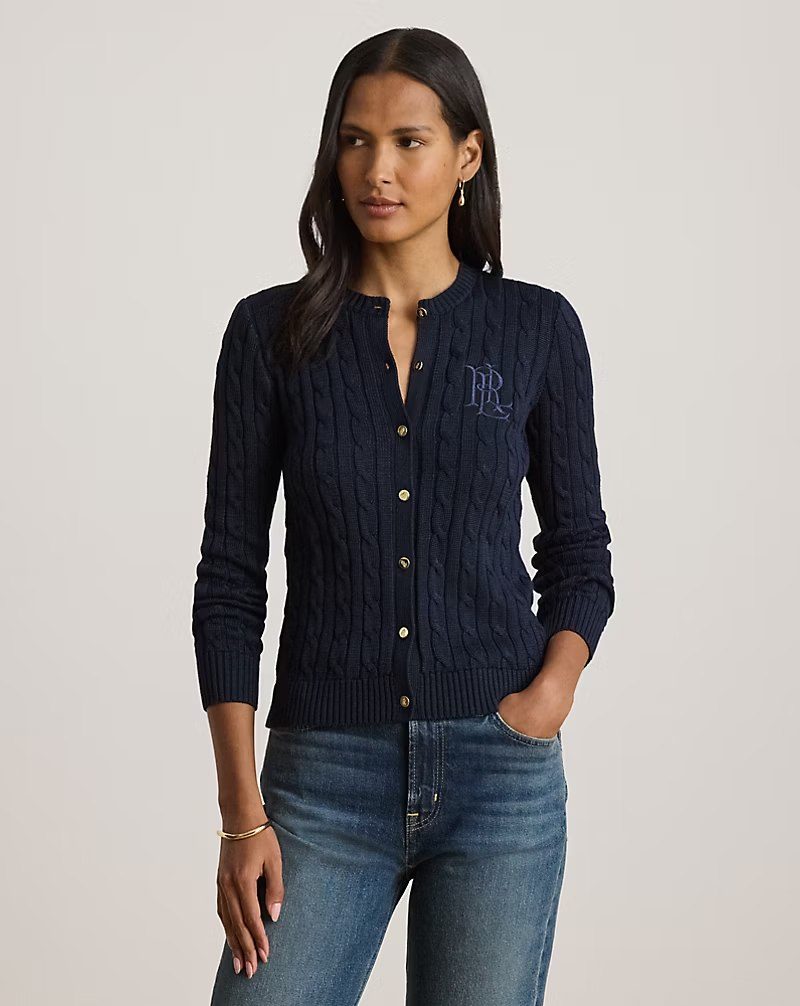 PRL Fem- Cable-Knit Cotton-Blend Cardigan