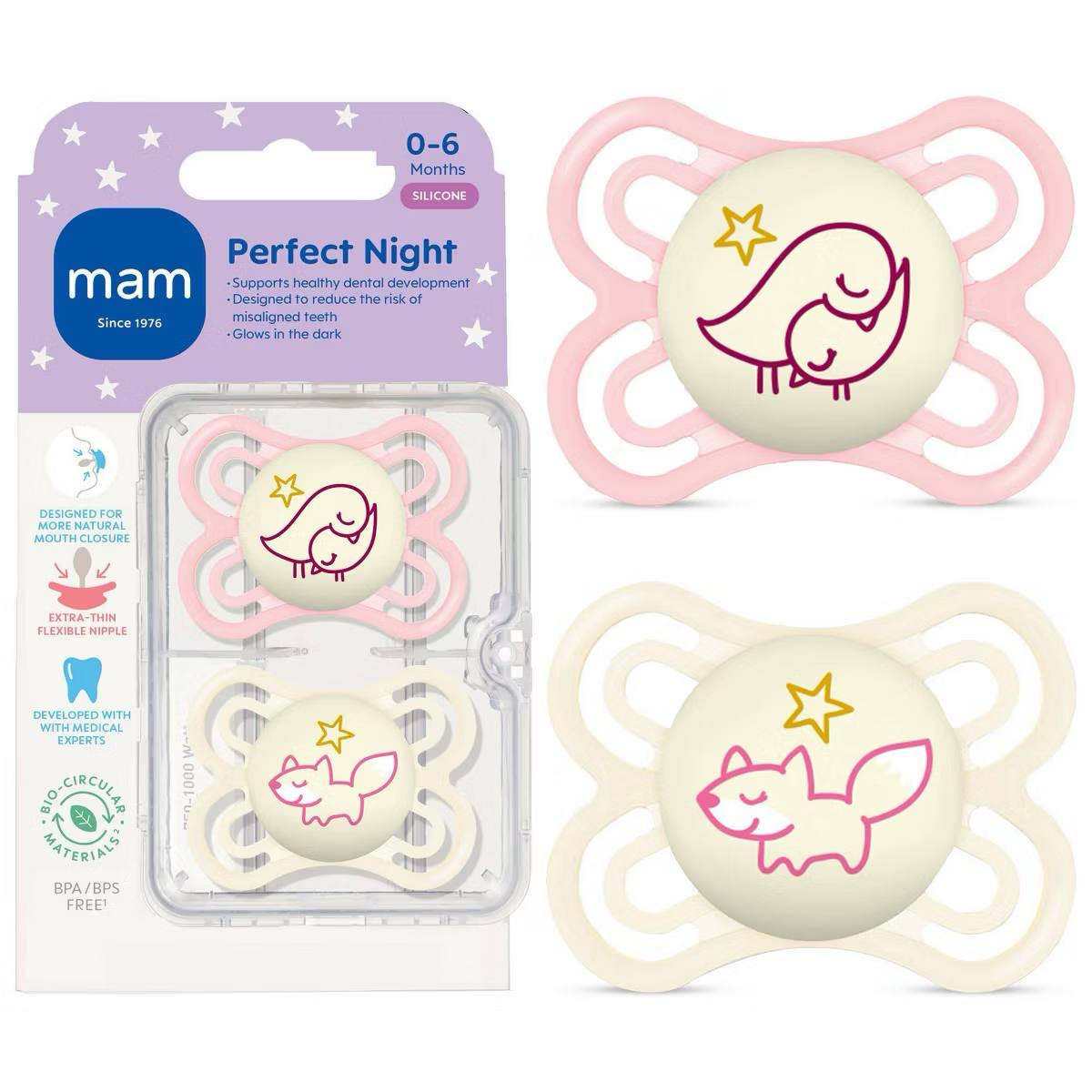 Target- MAM Perfect Night Pacifier 0-6m - 2pk - Boy: BPA-Free, Silicone