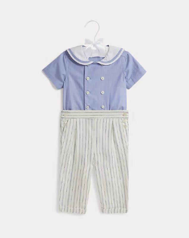 PRL Boy- Sailor Shirt & Striped Linen-Cotton Pant