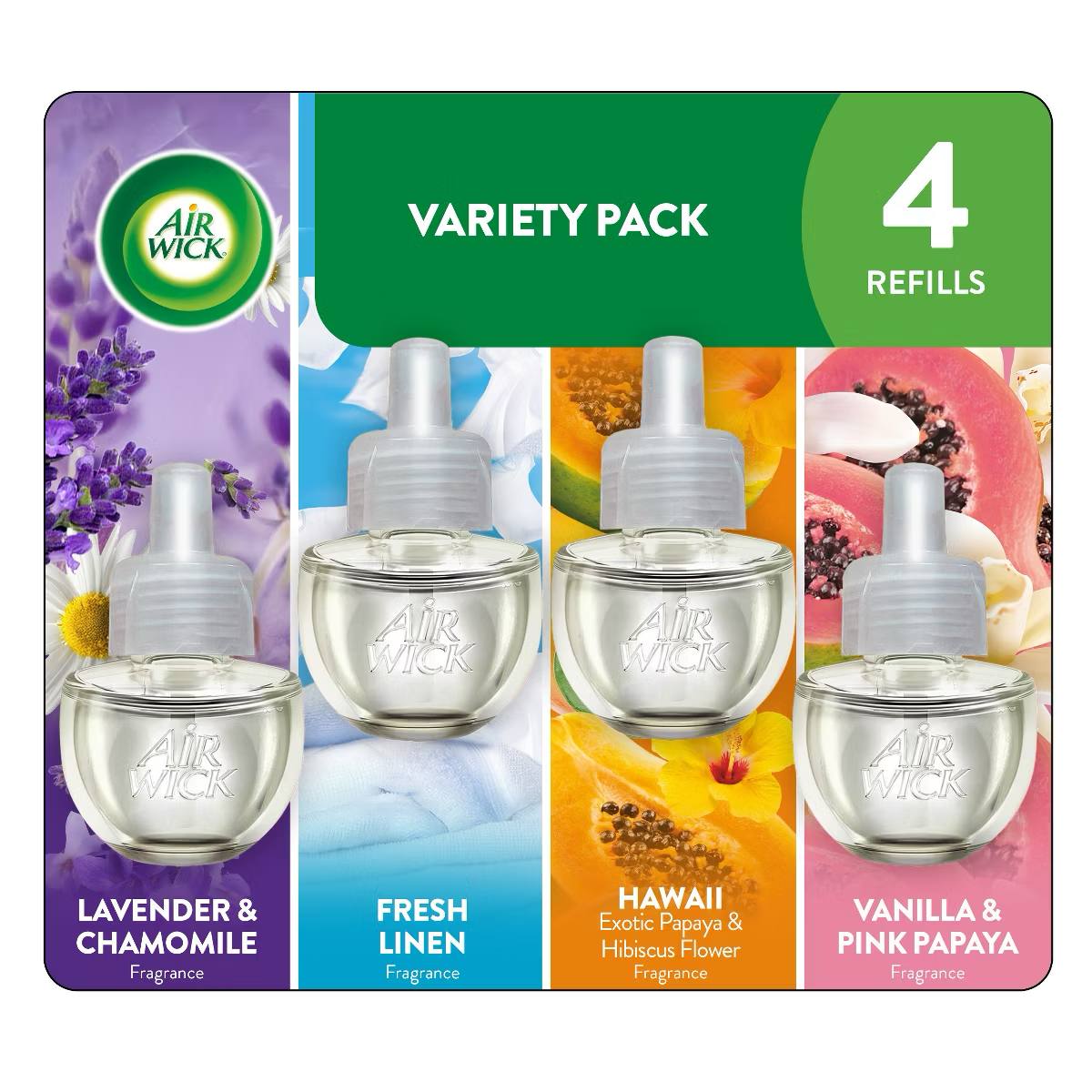 Target - Air Wick Scented Oil Air Freshener Refills - Mixed pack Lavender+Linen+Hawaii+Vanilla Pink Papaya - 4pk