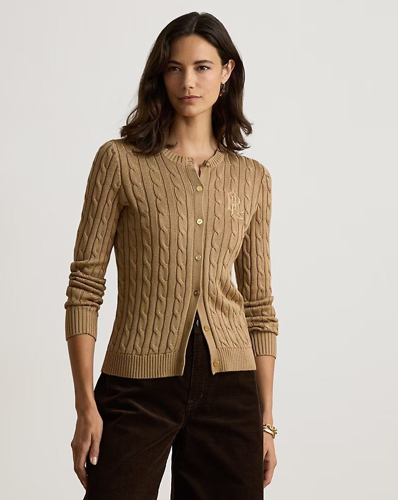 PRL Fem- Cable-Knit Cotton-Blend Cardigan