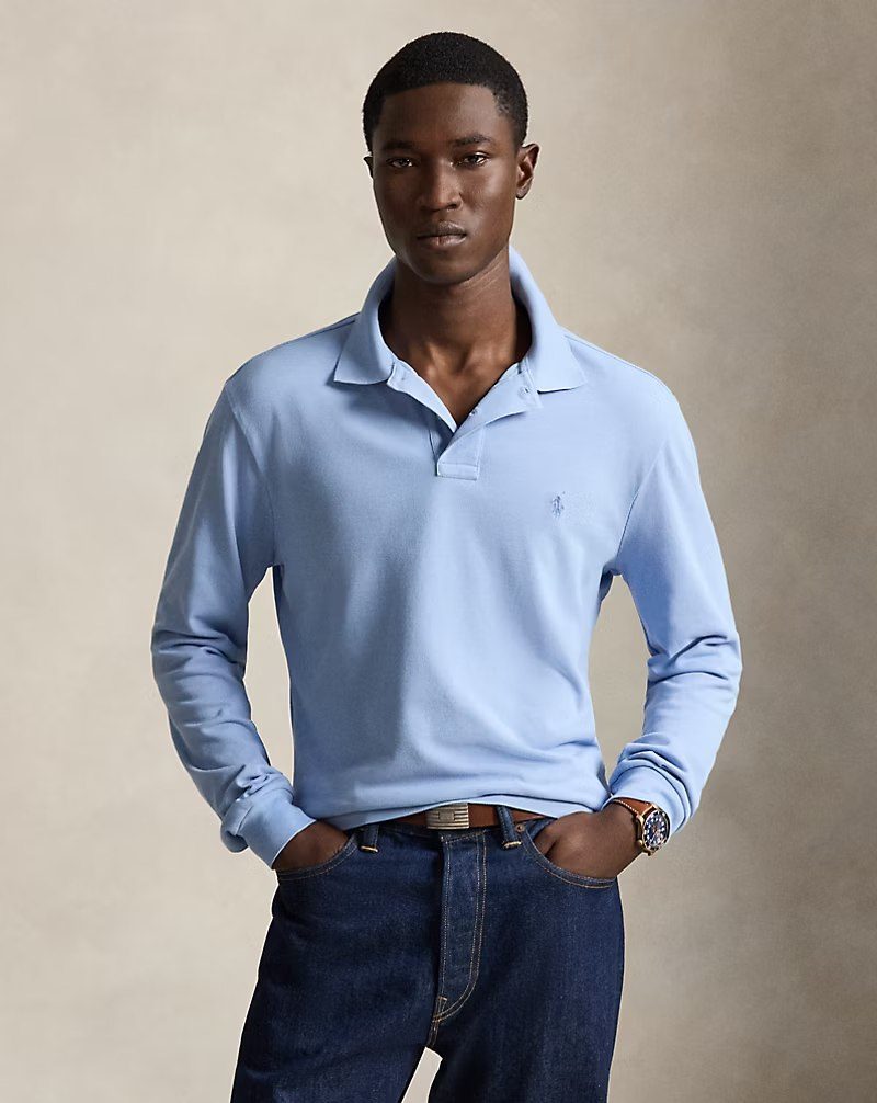 PRL Masc - Mesh Long-Sleeve Polo Shirt – All Fits