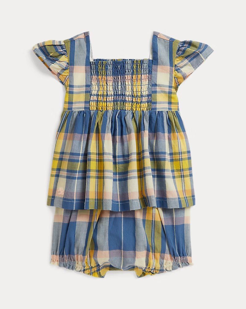 PRL Girl- Plaid Smocked Cotton Top & Bloomer