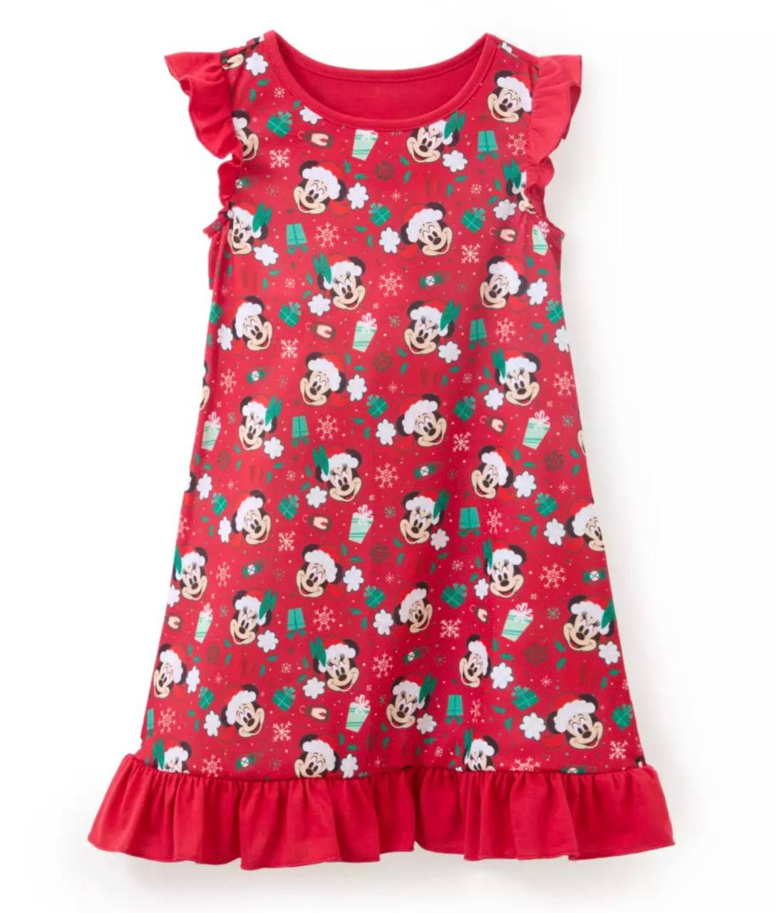 Disney - Santa Mickey and Minnie Mouse Holiday Nightshirt for Girls