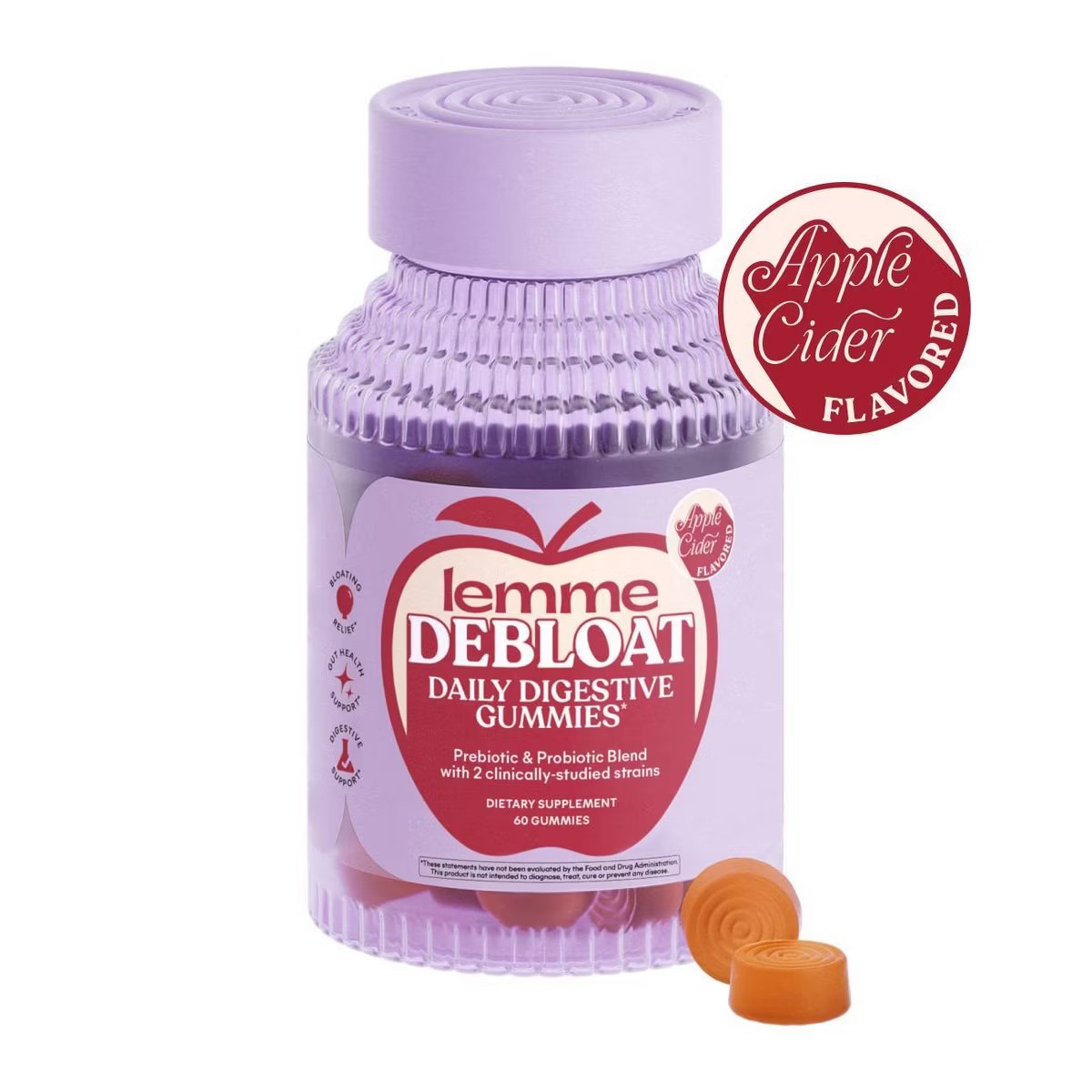Target - Lemme Debloat Pre + Probiotic Gummies - Bloat Support & Digestion - Apple Cider Flavor - 60ct