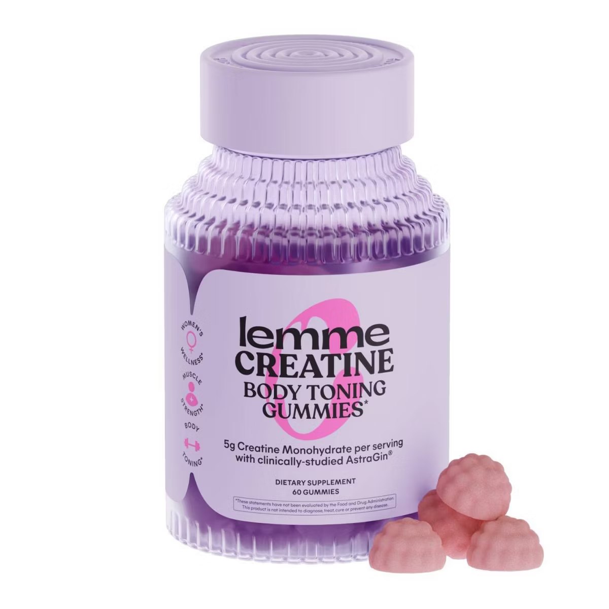 Target - Lemme Creatine Monohydrate Gummies for Women - Vegan & Gluten-Free - Sour Strawberry Flavored - 60ct