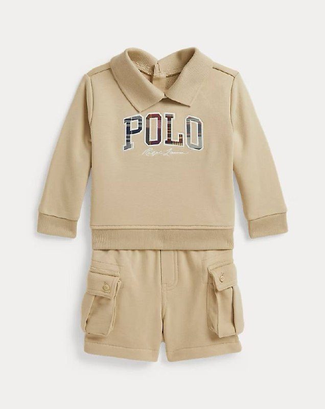 PRL Boy- Madras-Logo Terry Sweatshirt & Short