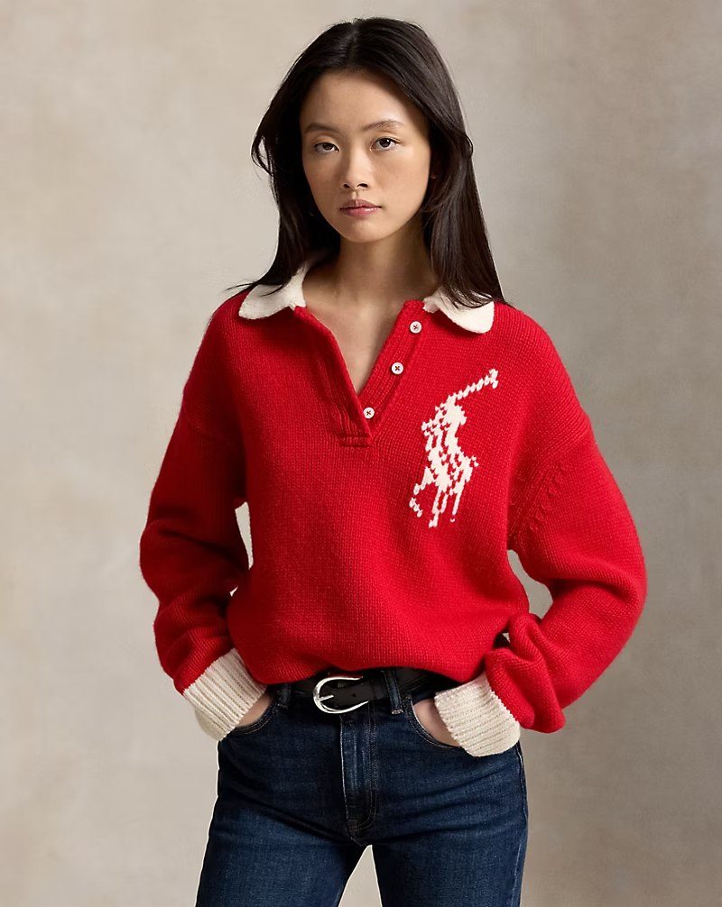 PRL Fem- Big Pony Wool Rugby Sweater
