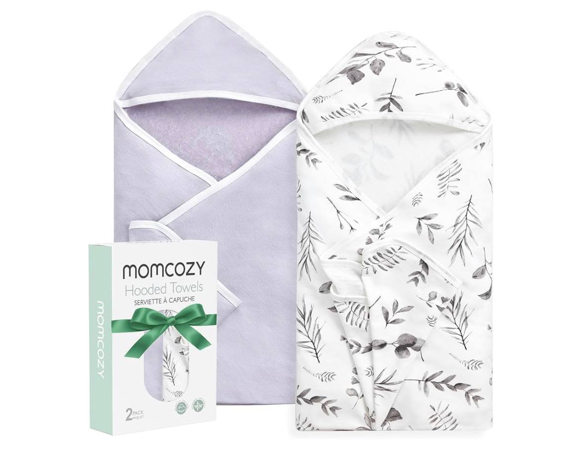 Amazon-  Momcozy Baby Towels, Soft Absorbent Bath Towel for Newborn&Toddler, Leaves