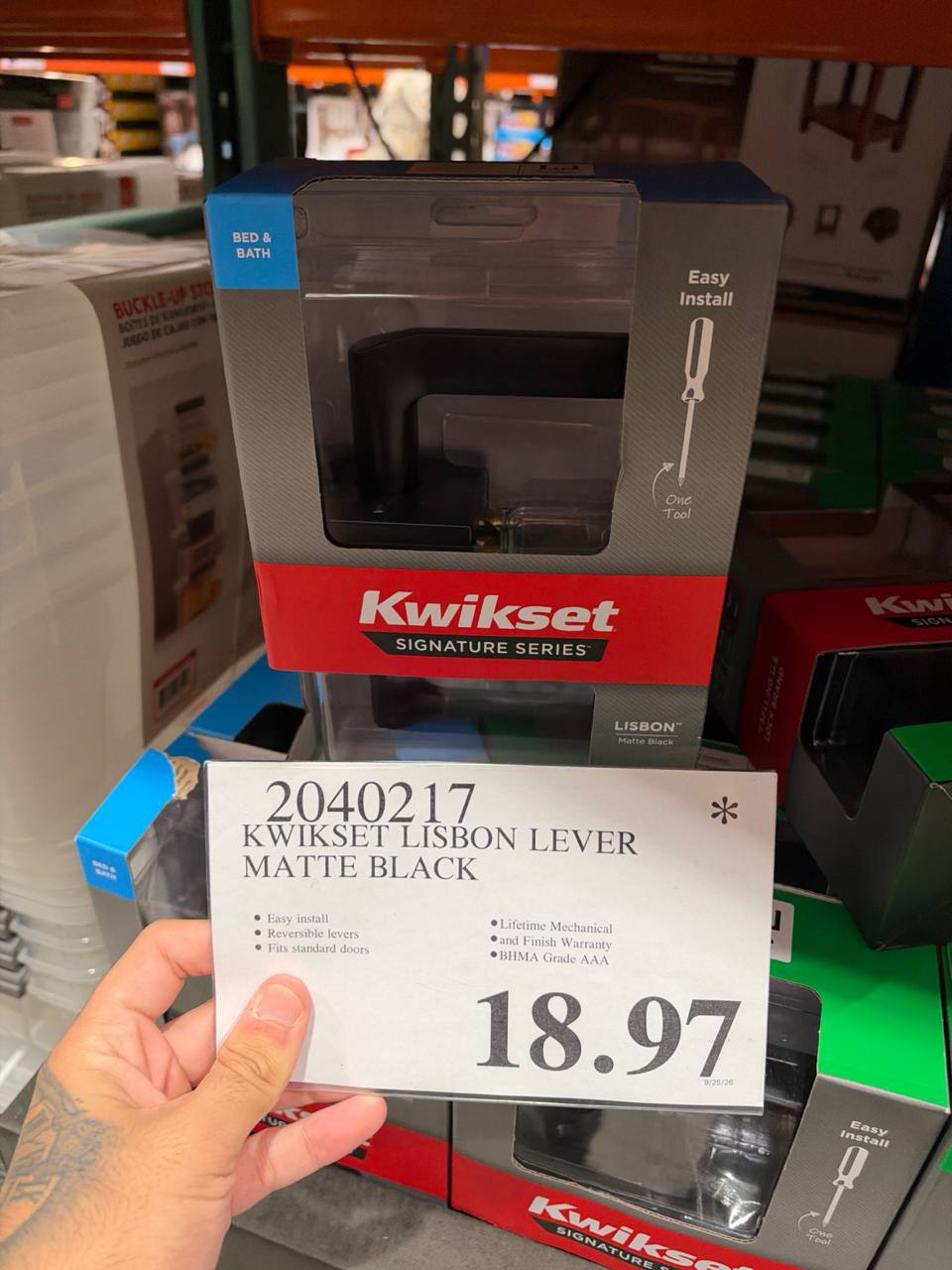 Costco- Kwikset Lisbon Lever Matte Black