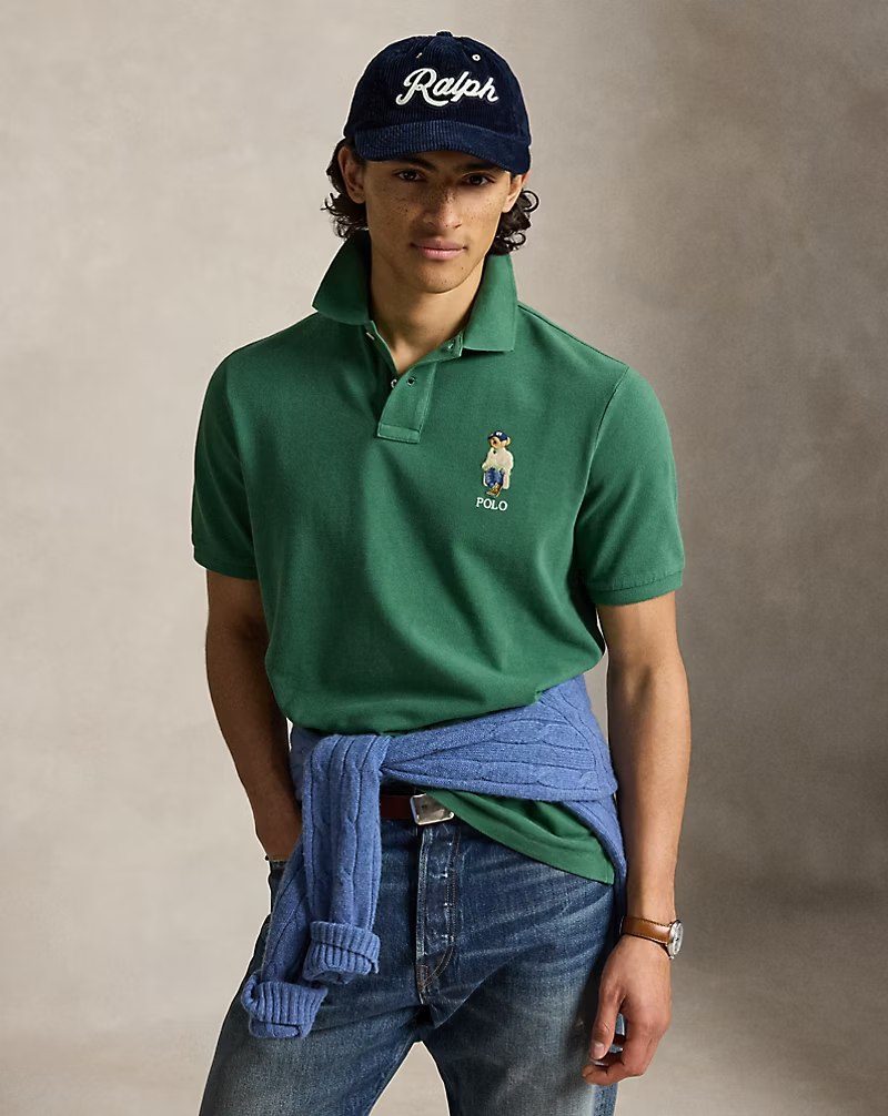 PRL Masc - Classic Fit Polo Bear Mesh Polo Shirt