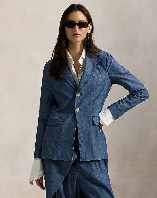 PRL Fem- Single-Breasted Chambray Blazer
