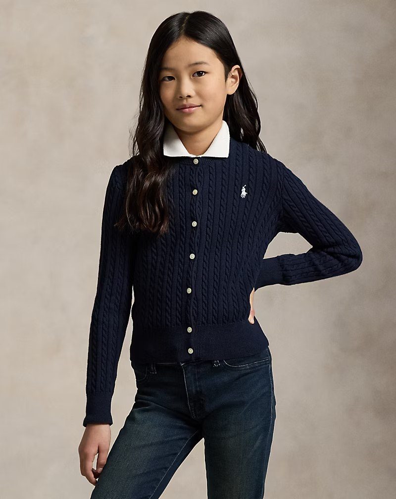 PRL Girl - Mini-Cable Cotton Cardigan