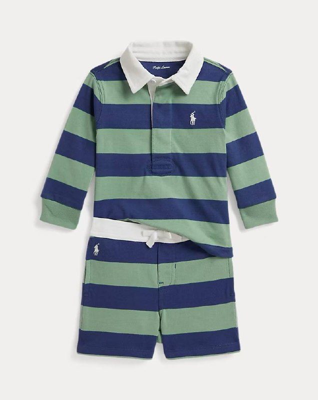 PRL Boy- Striped Cotton Rugby Shirt & Short