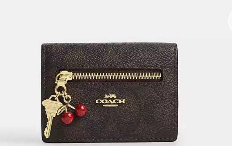 Coach Onli- Card Case With Charms In Signature Canvas